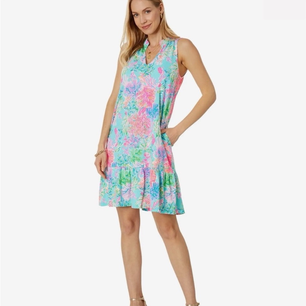 🪸NWT Lilly Pulitzer Malone Tiered Swing Dress, Celestial Blue Cay to My Heart 🪸 - Picture 16 of 16